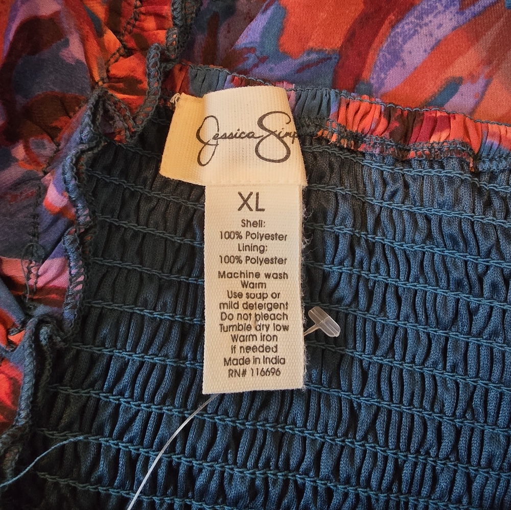 Jessica Simpson Red and Blue Ruched Sundress - Picture 5 of 6
